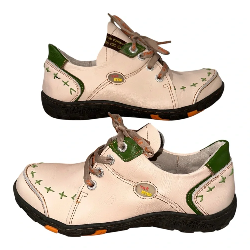 TMA Shoes Men's 9/42 Time‎ Stumble Stuff Groovy Glides Washed Leather Beige